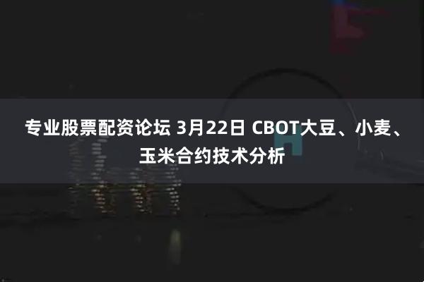 专业股票配资论坛 3月22日 CBOT大豆、小麦、玉米合约技术分析